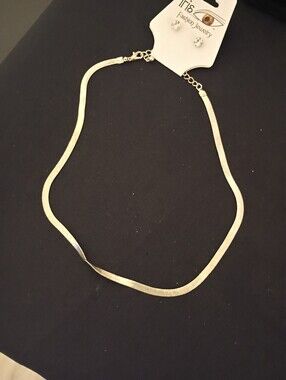 Fashion Jewelry Silver Flat Herringbone Necklace